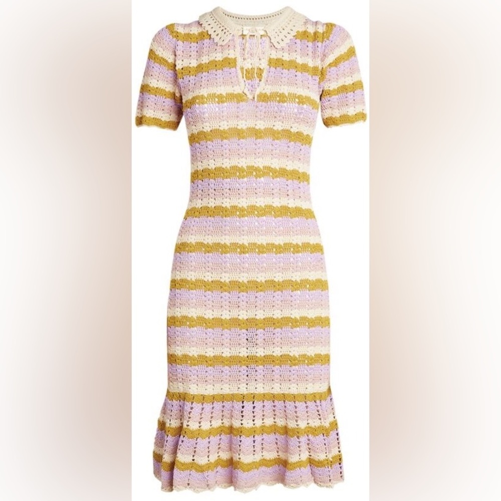 Sandro crochet polo mini dress multicolor